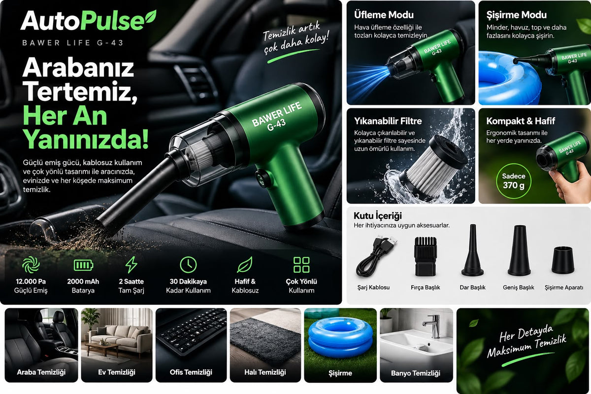 BAWER LIFR G-43 Şarzlı Araç Süpürgesi - AutoPulse'm